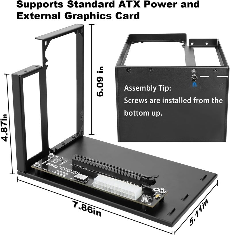 OwlTree PCIe 4.0 x4 64Gbps Compatible eGPU DOCK, with OCuLink SFF-8612 8311 to PCIe x16 and SFF-8611 Male Cable, Enclosure supports Standard ATX Power and External Graphics Cards GPU for Laptop Mini PC - Image 2